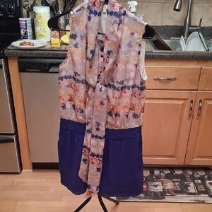 Ted Baker Multicolor Floral Romper with Purple Accents